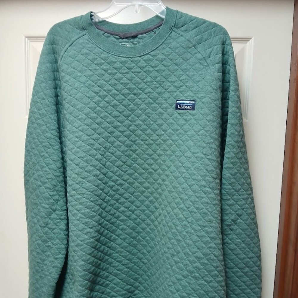 L.L.Bean Men’s Quilted Crewneck Cotton Blend Grwen Sweatshirt Size 2XL Tall